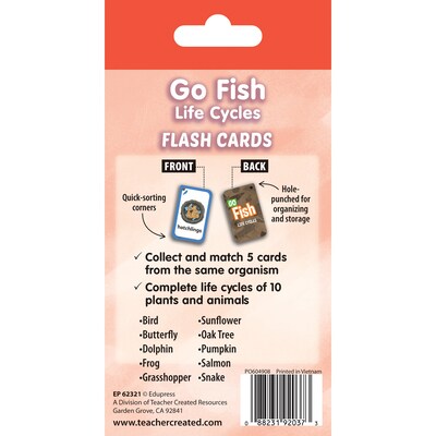 Edupress Go Fish: Life Cycles Flash Cards, 6/Bundle (TCR62321-6)