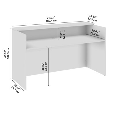Bush Business Furniture Arrive 72"W Reception Desk with Shelf, Storm Gray (AVD172SGK)