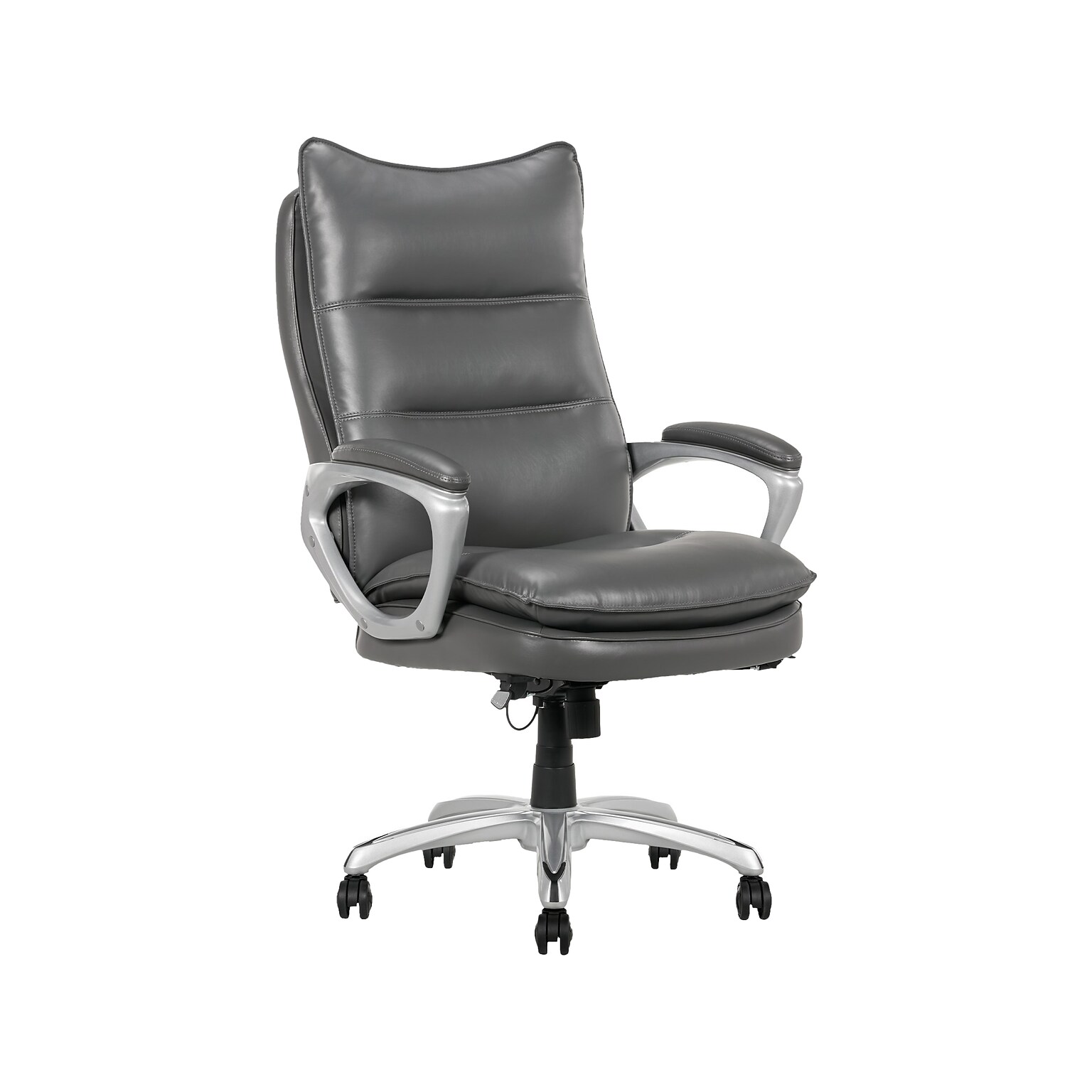 La-Z-Boy Jenkins Ergonomic Bonded Leather Executive Big & Tall Chair, 400 lb. Capacity, Gray (60075-GRY)