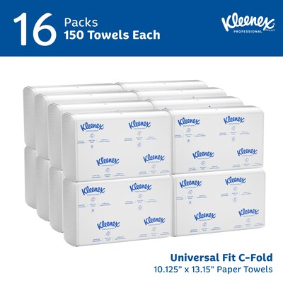 Kleenex Recycled C-Fold Paper Towels, 1-Ply, 150 Sheets/Pack, 16 Packs/Carton (01500)