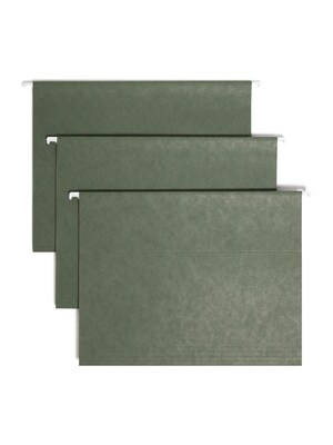 Smead Hanging File Folders, 1/5-Cut Adjustable Tab, Letter Size, Standard Green, 25/Box (64055)