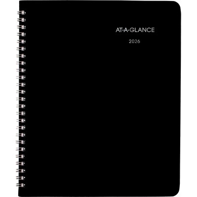 2026 AT-A-GLANCE DayMinder 7" x 8.75" Monthly Planner, Faux Leather Cover, Black (G400-00-26)