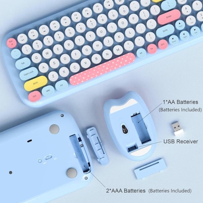 SaharaCase Wireless Ergonomic Keyboard and Laser Mouse Combo, Blue (KB17)