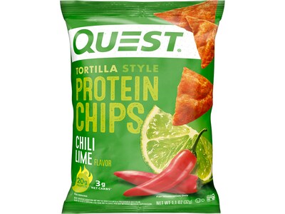 Quest Gluten Free Chili Lime Tortilla Style Protein Chips, 1.1 oz., 8 Bags/Box (NTCCL8M1)