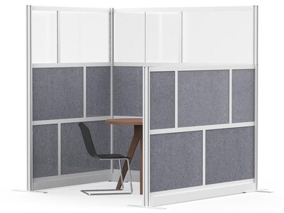 Luxor Modular Room Divider Starter Wall, 70"H x 70"W, Gray PET/Frosted Acrylic (MW-7070-FCG)