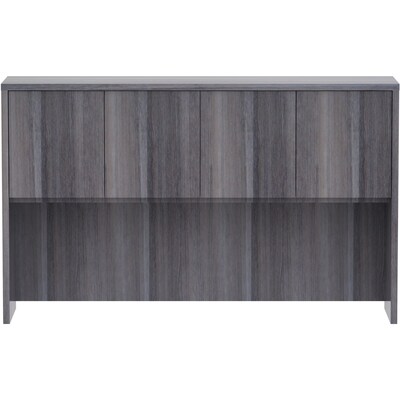 Lorell Essentials Series 60W Stack-on Hutch with Doors, Weathered Charcoal (LLR69620)