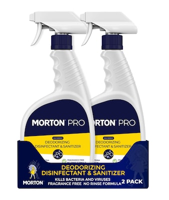 Morton Pro Nontoxic Deodorizing Disinfectant & Sanitizer, 32 oz. Spray Bottle, 2/Pack (LM32DD2PK)
