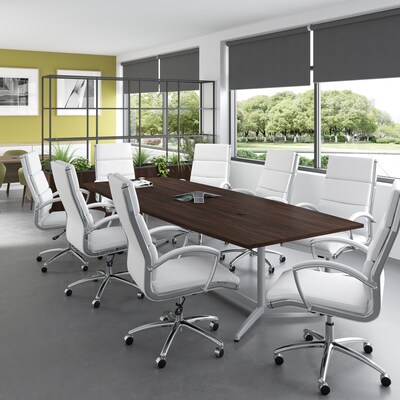 Bush Business Furniture 120W x 48D Boat Shaped Conference Table with Metal Base, Black Walnut (99TBM120BWSVK)