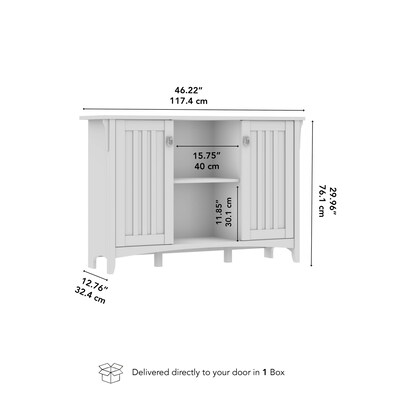 Bush Home Salinas Accent Storage Cabinet with Doors, Shiplap Gray/Pure White (SAS147G2W-03)