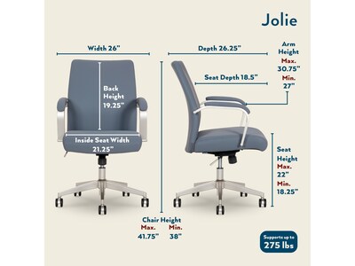 Thomasville Furniture Jolie Ergonomic Polyurethane Swivel Computer and Desk Chair, Light Blue (60104-LBLU)