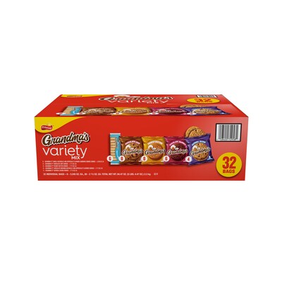 Grandmas Cookies Variety Pack, 3.245 oz., 32 Packs/Box (FRI14867)