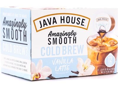 Java House French Vanilla Latte Cold Brew Coffee Pods, Medium Roast, 12/Carton (FC900L20)