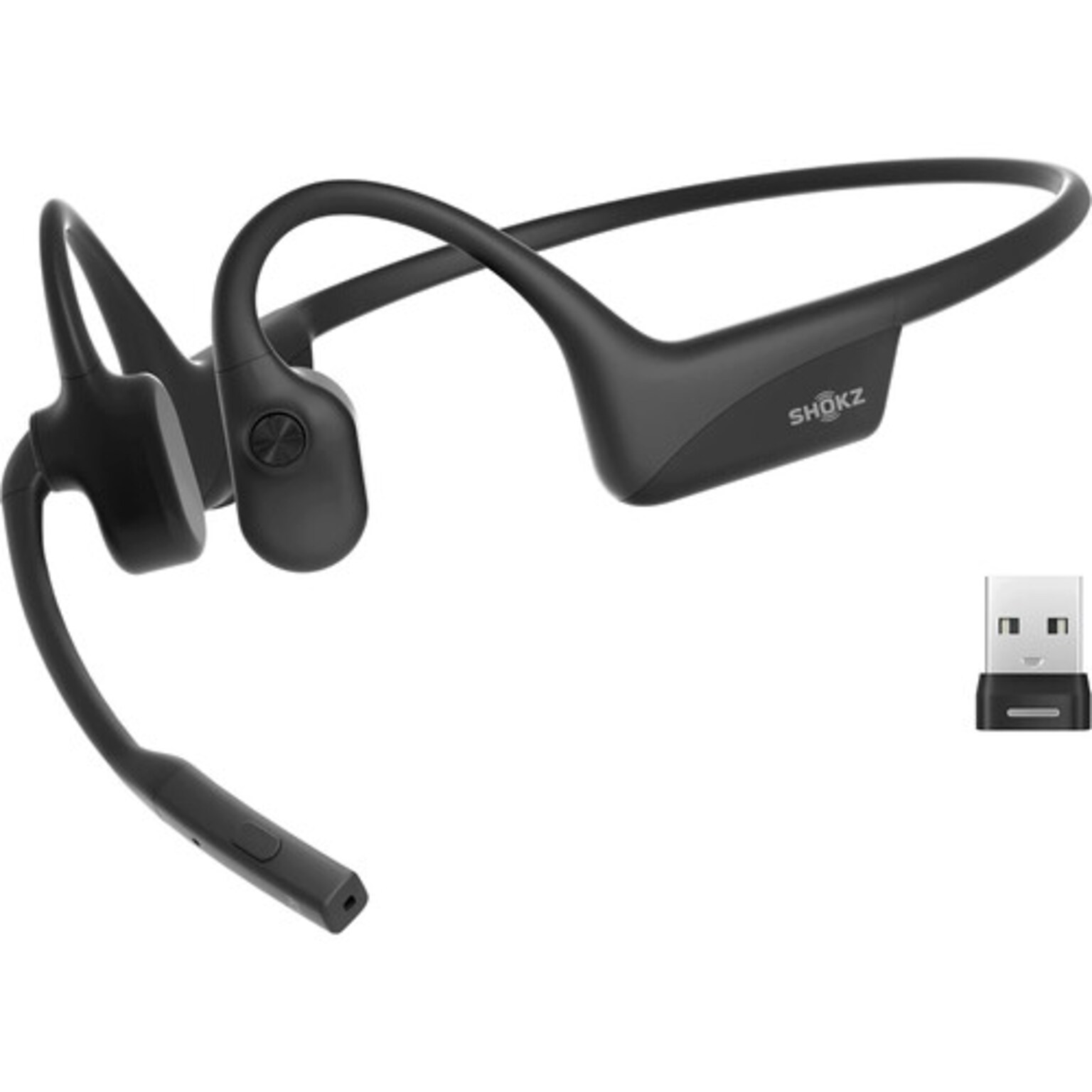 Shokz OpenComm2 Bone Conduction Wireless USB-A Bluetooth Stereo Computer, UC Certified (C120-AA-BK-US)
