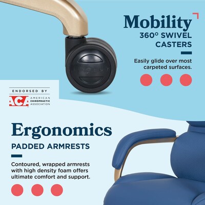 La-Z-Boy Aberdeen Ergonomic Bonded Leather Swivel Executive Chair, Blue (51545-BLU)