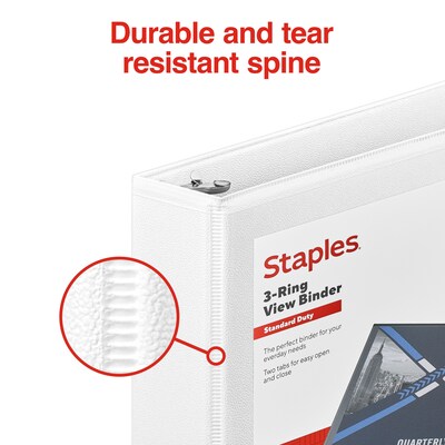 Staples® Standard 1" 3 Ring Mini View Binder, White (26457)