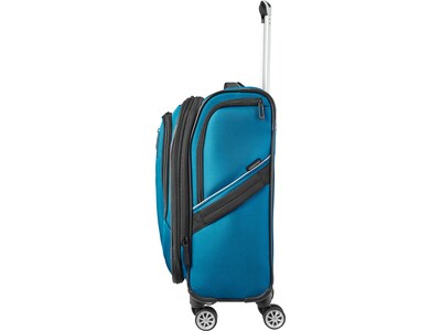 American Tourister Zoom Turbo Polyester 4-Wheel Spinner Luggage, Teal Blue (131400-1855)