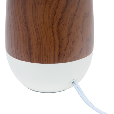 Simple Designs Ceramic Oblong Table Lamp, Dark Wood and White (LT1117-OFF)