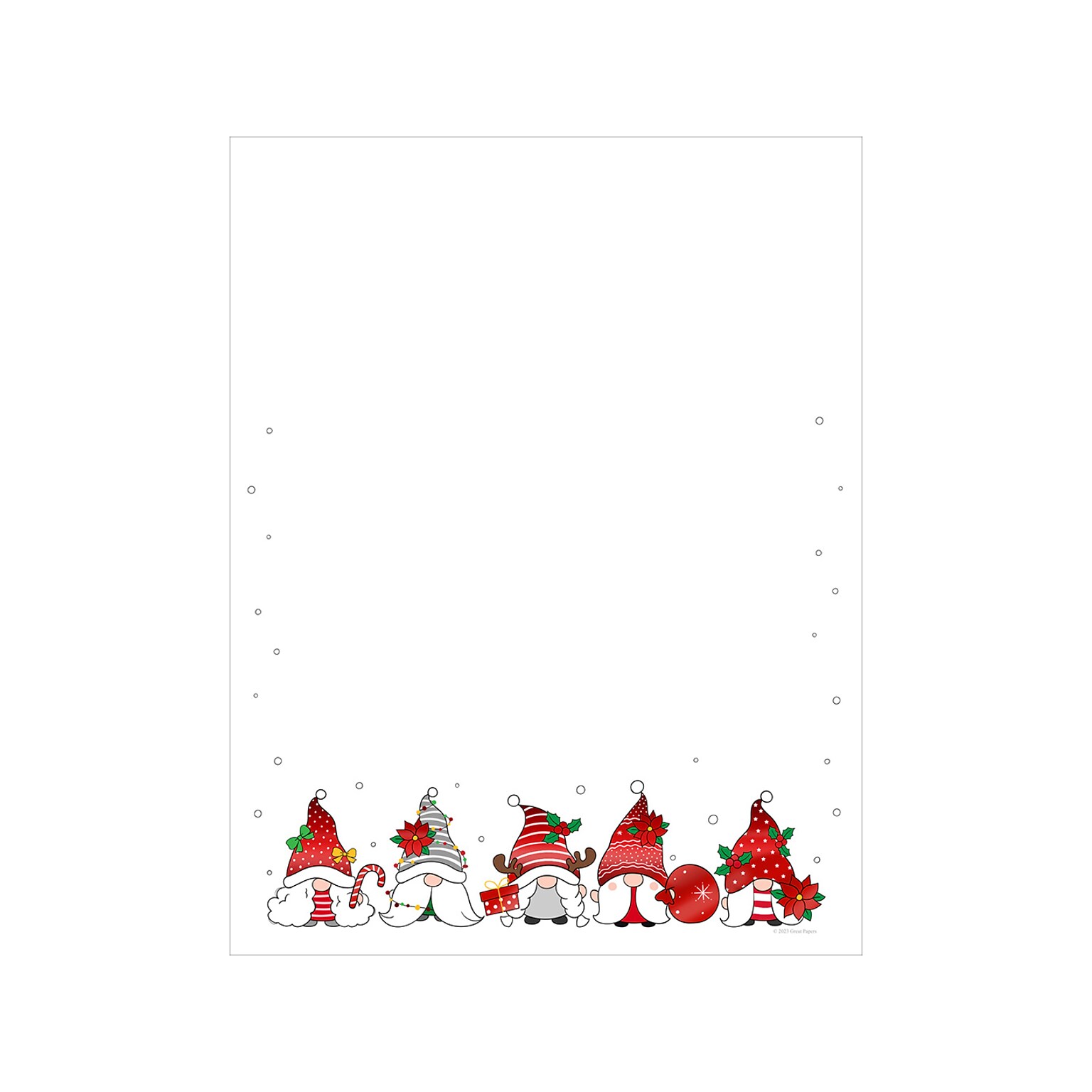 Great Papers Holiday Gnomes Letterhead, Multicolor, 25/Pack (2023042)
