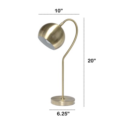 Lalia Home Mid Century Curved Table Lamp with Dome Shade, Antique Brass (LHT-5031-AB)