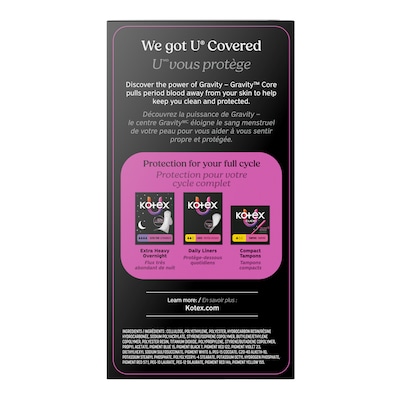 U by Kotex Security Regular Ultra thin Pad with Wings, Unscented, 36/Pack (58252)