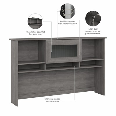 Bush Furniture Cabot 60"W Desk Hutch, Modern Gray (WC31331)