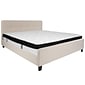 Flash Furniture Tribeca Tufted Upholstered Platform Bed in Beige Fabric with Memory Foam Mattress, King (HGBMF20)