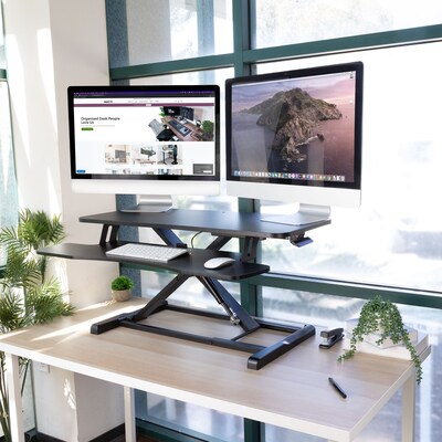 Mount-It! 36"W Manual Adjustable Standing Desk Converter, Black (MI-8050)