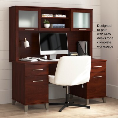 Bush Home Somerset 60" W Desk Hutch, Storage Shelves for Office Desk, Hansen Cherry (WC81731)