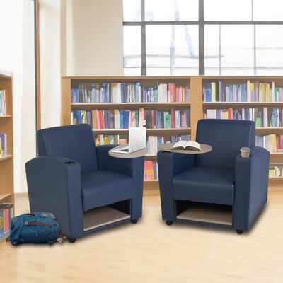 Regency Nova Tablet Arm Chair with Storage, Navy Blue/Noble Oak (7701NOBE)