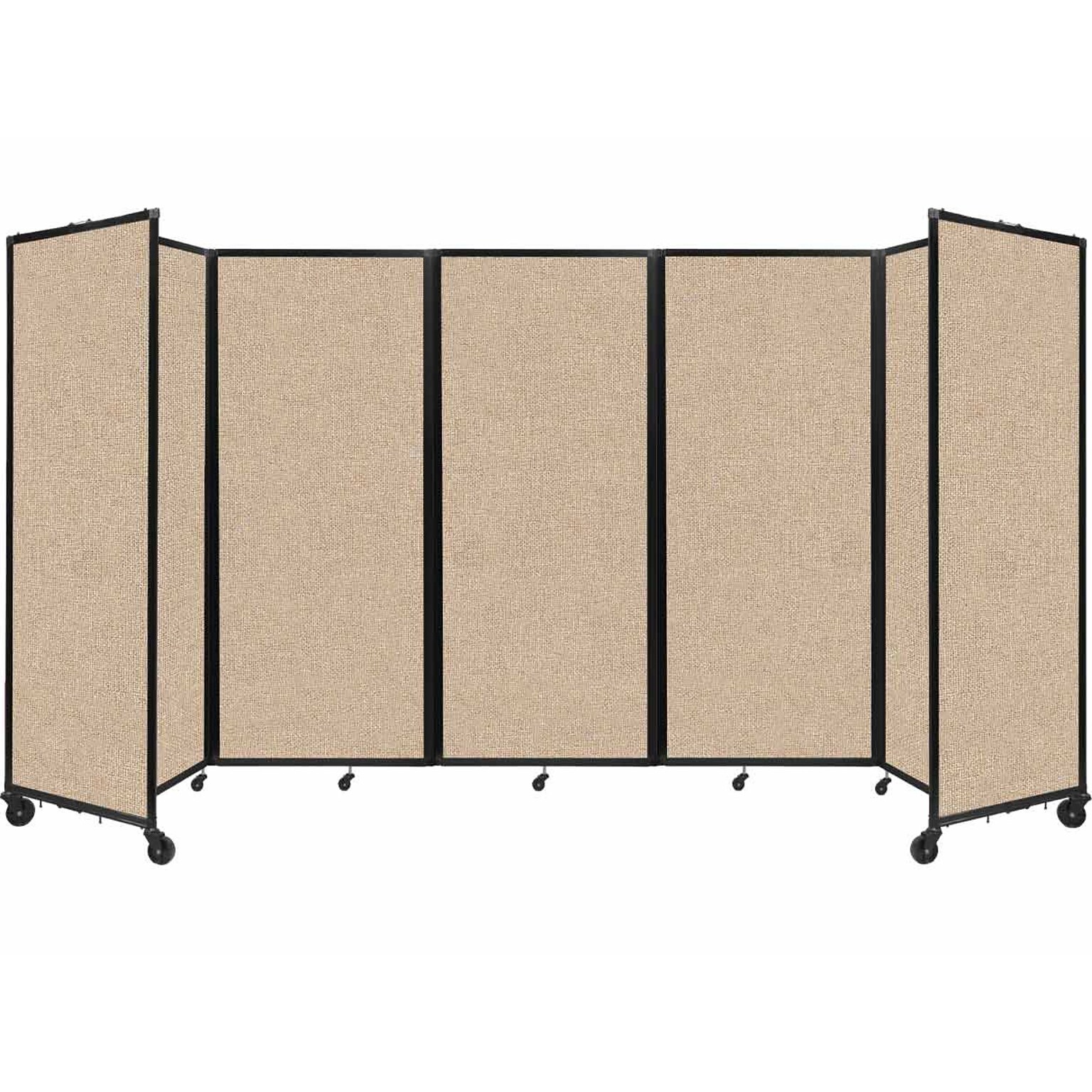 Versare The Room Divider 360 Freestanding Folding Portable Partition, 82H x 168W, Beige Fabric (1182501)