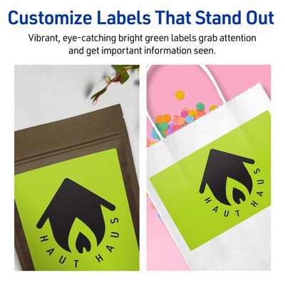 Avery Printable Rectangle Multipurpose Labels, 5" x 8-1/8", Bright Green, 80/Pack (94259)