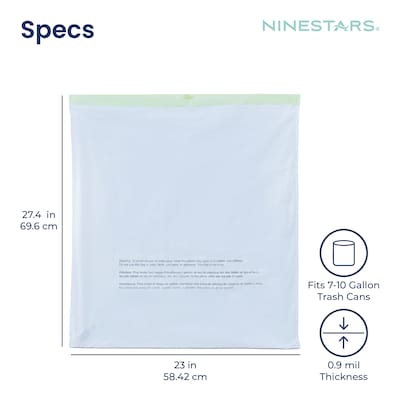 Nine Stars 3-10 Gallon Drawstring Kitchen Trash Bags, White, 30 Bags/Box (NSTB-10-30)