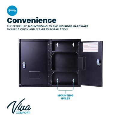 Viva Comfort Medium Double Door Medicine Locking Secure Storage Medical Cabinet, 0.3 cu. ft., Black (ADIME999-02-BLK-MK)