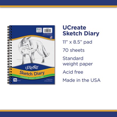 Art1st Sketch Diary 8.5" x 11" Spiral Bound Sketch Book, 70 Sheets/Book (P4794)