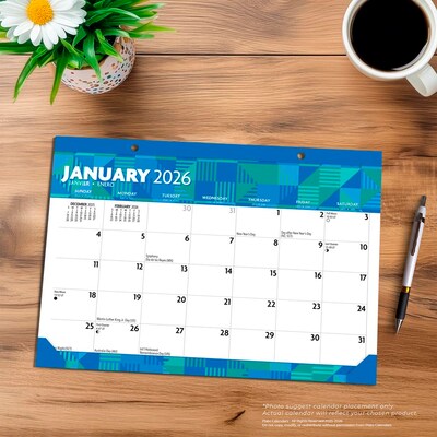 2026 Plato Large Print 15.5" x 11" Monthly Desk Pad Calendar (9798330707089)