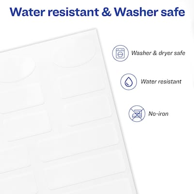 Avery No-Iron Fabric Labels, Assorted Shapes and Sizes, White, Non-Printable, 45 Labels/Pack (40700)