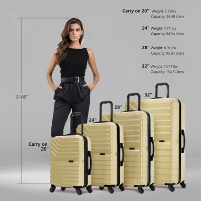 InUSA Aurum 4-Piece Hardside Spinner Luggage Set, TSA Checkpoint Friendly, Champagne (IUAURSMLXL-CHA)