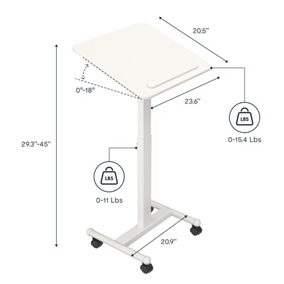Flexispot Mobile Table Cart, White (MT3W-E)