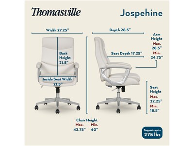 Thomasville Furniture Josephine Ergonomic Bonded Leather Swivel Manager Chair, Beige (60071-CRM)