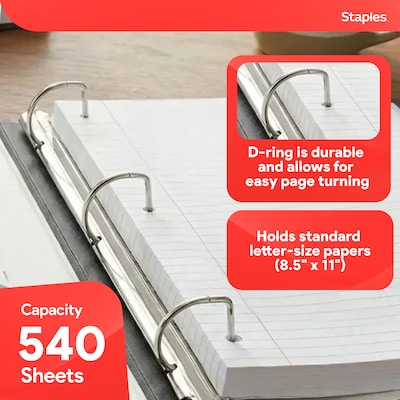 Staples 2" 3-Ring Better Binder, D-Ring, White (ST55873-CC)
