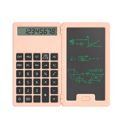 SaharaCase Scientific Calculator with 5-Inch LCD Writing Tablet, 12-Digit Foldable Calculator, Pink, (KB79)