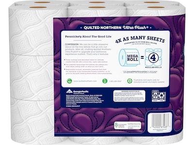 Quilted Northern Ultra Plush Toilet Paper, 3-ply, White, 255 Sheets/Roll, 18 Rolls/Case (876045)
