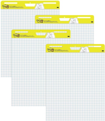 Post-it Super Sticky Wall Easel Pad, 25 x 30, Grid Lined, 30 Sheets/Pad, 4 Pads/Pack (560VAD4PK)