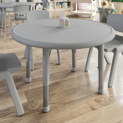 Flash Furniture Wren 33 Round Activity Table, Height Adjustable, Soft Gray (YUYCX072RDTBSGY)