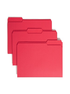 Smead File Folders, 1/3-Cut Tab, Letter Size, Red, 100/Box (12743)