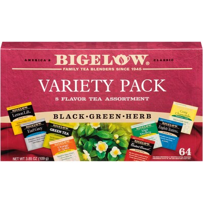 Bigelow Variety Pack Assorted Tea Bags, 64/Box (10568)
