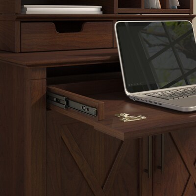 Bush Furniture Key West 54W Computer Desk with Keyboard Tray and Storage Dark Gray Hickory