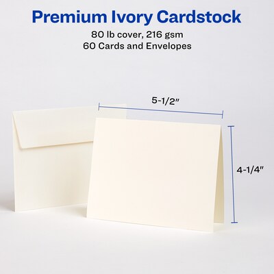 Avery Embossed General Use Note Cards, Matte Ivory, 60/Pack (08317)