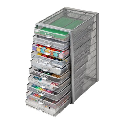 Mind Reader Storage Drawer, 10 Drawers, Metal, Silver (10CABMESH-SIL)