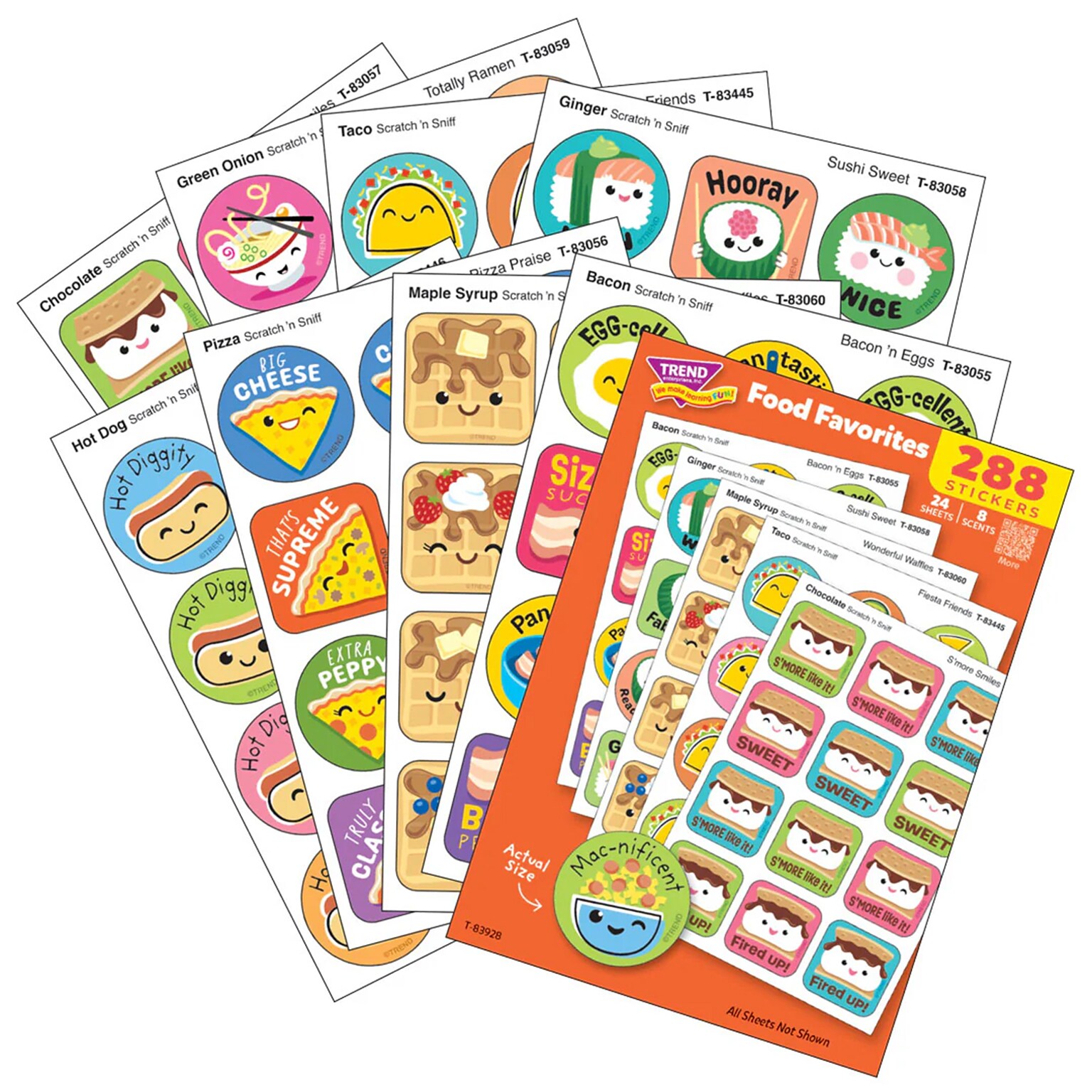 Trend Enterprises Food Favorites Scratch n Sniff Stinky Stickers Variety Pack, 288/Pack (T-83928)